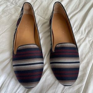 J. Crew ribbon-striped loafers - navy and burgundy